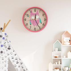 Horloge murale rose &Oslash;25,5 cm polystyr&egrave;ne et verre