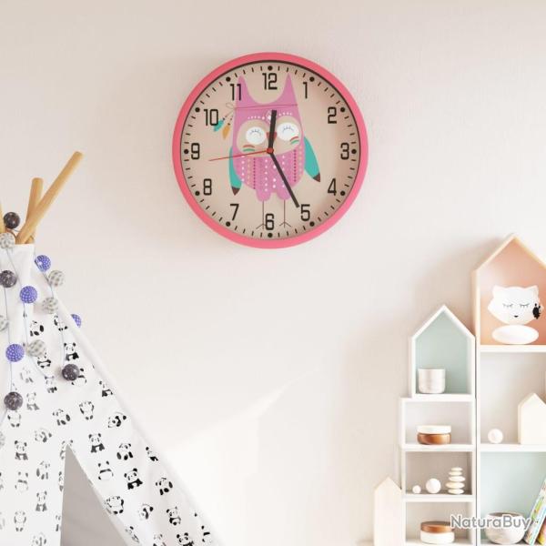 Horloge murale rose �25,5 cm polystyr�ne et verre