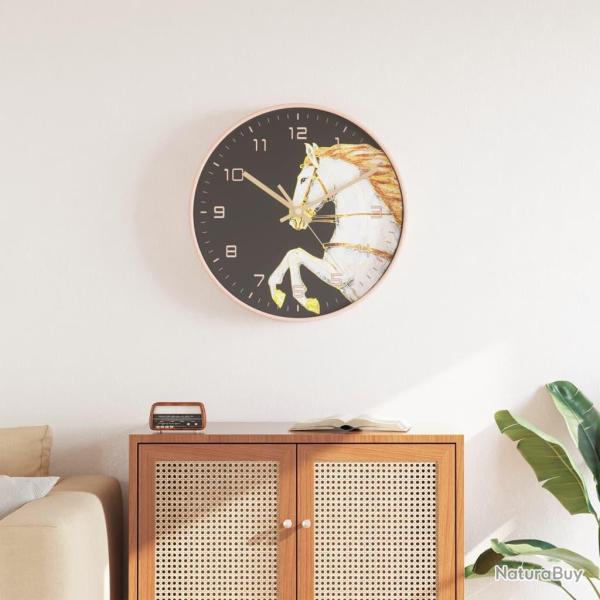Horloge murale dor� et blanc �29,5 cm polystyr�ne et verre