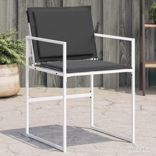 Chaises de avec coussins lot de 4 blanc acier/textil�ne