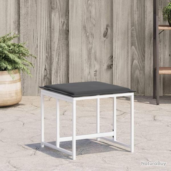 Tabourets de avec coussins 4pcs blanc acier et textil�ne