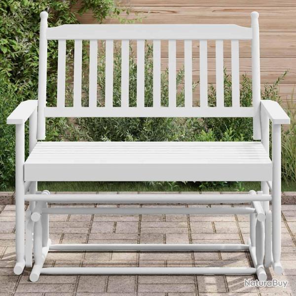Banc balancelle blanc 118x70x104,5 cm bois massif de peuplier