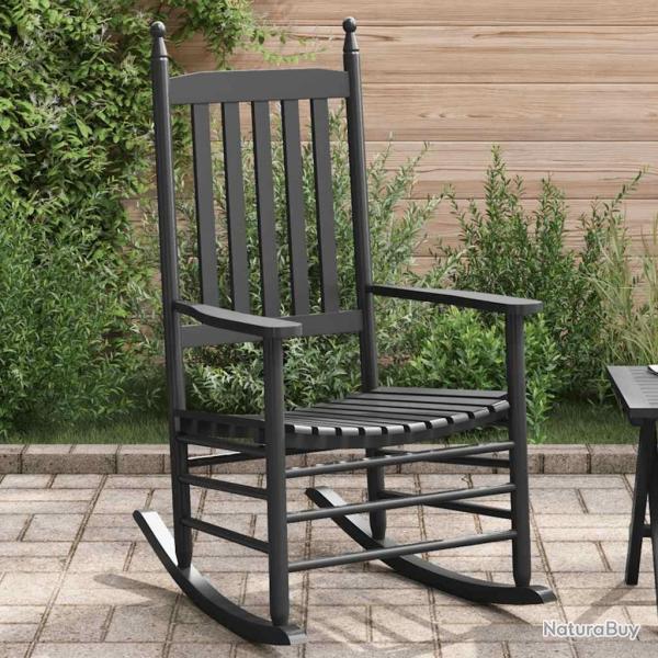 Chaise � bascule avec si�ge incurv� noir peuplier massif
