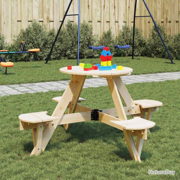 Table de pique-nique pour 4 enfants avec trou de parasol rond