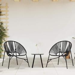 Lot de 3 Chaise de noir r&eacute;sine tress&eacute;e