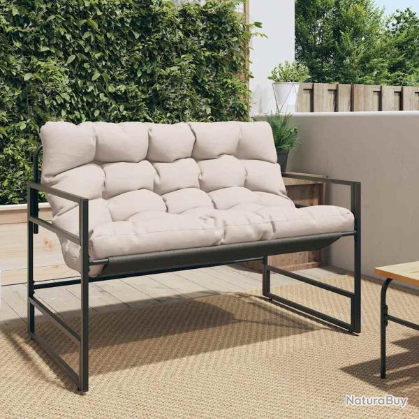 Banc de avec coussin taupe 113 cm acier