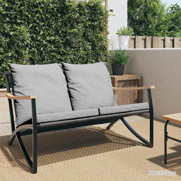 Banc de avec coussins 120 cm noir acier