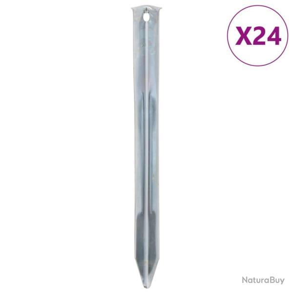 Piquets de tente 24 pcs 22 cm �20 mm acier galvanis�