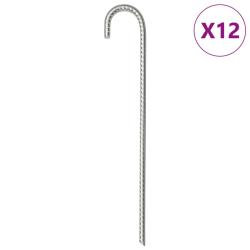 Piquets de tente 12 pcs 37 cm &Oslash;10 mm acier galvanis&eacute;