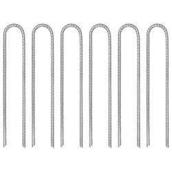 Piquets de tente 6 pcs en forme de U 30 cm &Oslash;7mm acier galvanis&eacute;