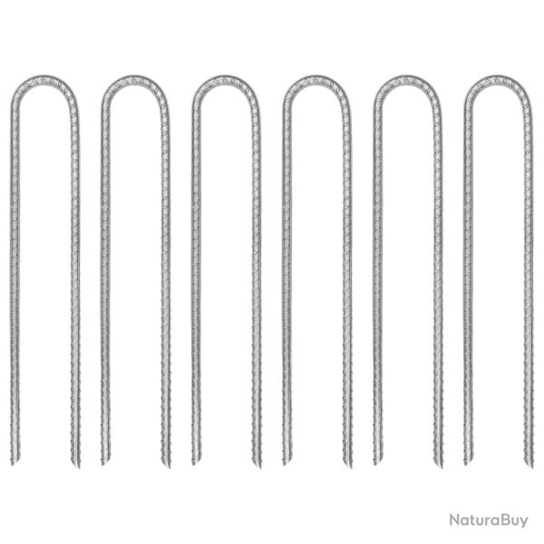 Piquets de tente 6 pcs en forme de U 30 cm �7mm acier galvanis�