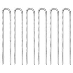 Piquets de tente 6 pcs forme de U 41,5 cm &Oslash;12mm acier galvanis&eacute;