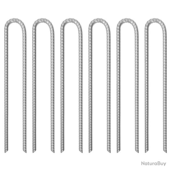 Piquets de tente 6 pcs forme de U 41,5 cm �12mm acier galvanis�