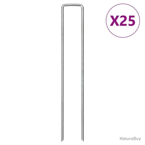Piquets de sol en forme de U 25 pcs 20x4 cm acier galvanis�