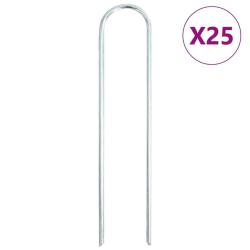 Piquets de sol en forme de U 25 pcs 20x3,5 cm acier galvanis&eacute;