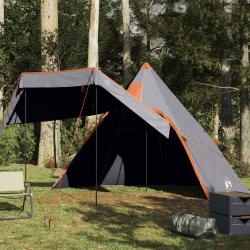 Tente de camping tipi 5 personnes gris imperm&eacute;able
