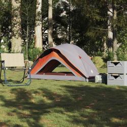 Tente de camping 1 personne gris et orange imperm&eacute;able