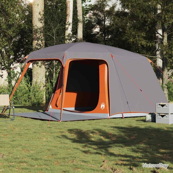 Tente de camping avec d�me porche 5 personnes gris et orange