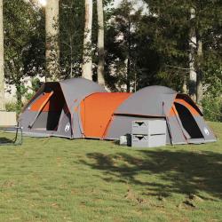 Tente de camping 5 personnes gris et orange imperm&eacute;able