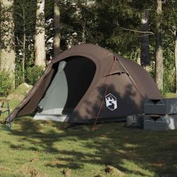 Tente de camping tunnel 3 personnes marron imperm&eacute;able