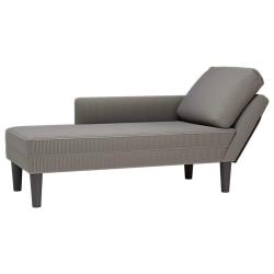 Chaise longue avec coussin gris clair tissu en velours c&ocirc;tel&eacute;