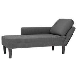 Chaise longue avec coussin gris fonc&eacute; tissu en velours c&ocirc;tel&eacute;