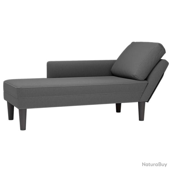 Chaise longue avec coussin gris fonc� tissu en velours c�tel�