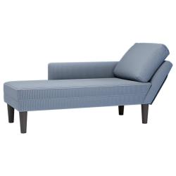 Chaise longue avec coussin bleu tissu en velours c&ocirc;tel&eacute;