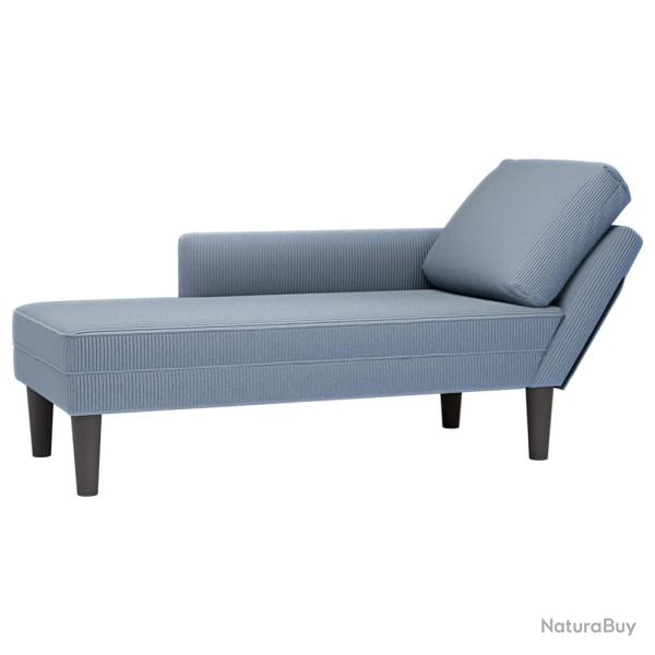 Chaise longue avec coussin bleu tissu en velours c�tel�