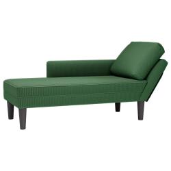 Chaise longue avec coussin vert fonc&eacute; tissu en velours c&ocirc;tel&eacute;