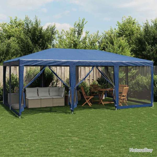 Tente de f�te avec 10 parois lat�rales en maille bleu 6x4m PEHD