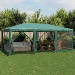 Tente de f&ecirc;te avec 10 parois lat&eacute;rales en maille vert 6x4m PEHD