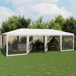 Tente de f&ecirc;te avec 12parois lat&eacute;rales en maille blanc 8x4m PEHD