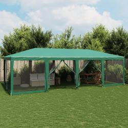 Tente de f&ecirc;te avec 12 parois lat&eacute;rales en maille vert 8x4m PEHD