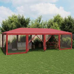 Tente de f&ecirc;te avec 12parois lat&eacute;rales en maille rouge 8x4m PEHD