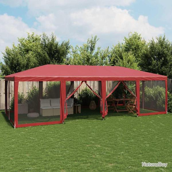 Tente de f�te avec 12parois lat�rales en maille rouge 8x4m PEHD