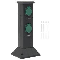 Colonne de prise d'ext&eacute;rieur &agrave; 4 voies noir vert 16x16x39,5 cm