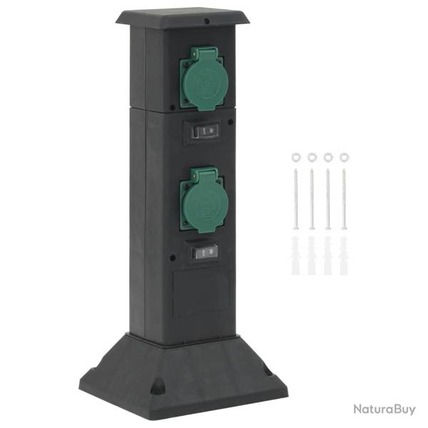 Colonne de prise d'ext�rieur � 4 voies noir vert 16x16x39,5 cm