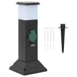 Colonne de prise d'ext&eacute;rieur avec lampe et piquet &agrave; 2 voies
