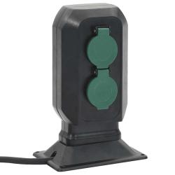 Prise d'ext&eacute;rieur avec piquet &agrave; 2 voies noir vert 15,5x11x24 cm