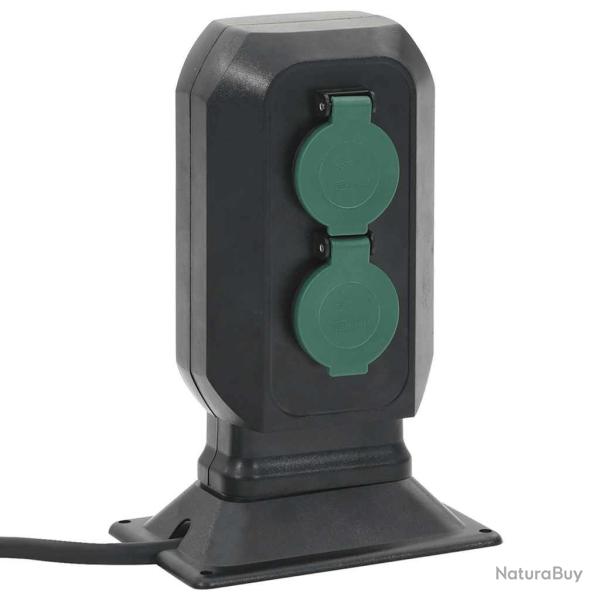 Prise d'ext�rieur avec piquet � 4 voies noir vert 15,5x11x24 cm