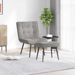 Chaise de relaxation avec tabouret Gris clair Velours