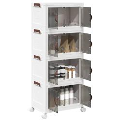 Bo&icirc;te de rangement empilable avec roues &agrave; 4 niveaux 28 L