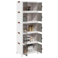 Bo&icirc;te de rangement empilable avec roues &agrave; 5 niveaux 75 L