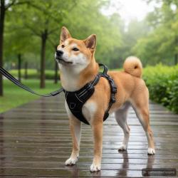 Harnais pour chien avec laisse et collier r&eacute;glables noir S