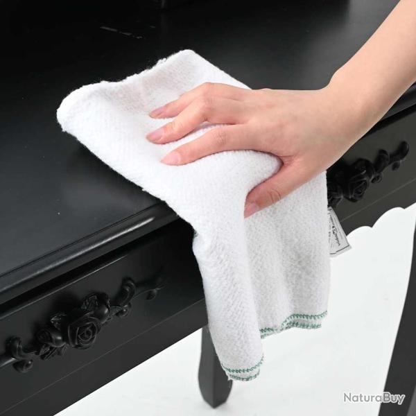 Chiffon de nettoyage 10 pcs blanc et des rayures vertes 50x60cm