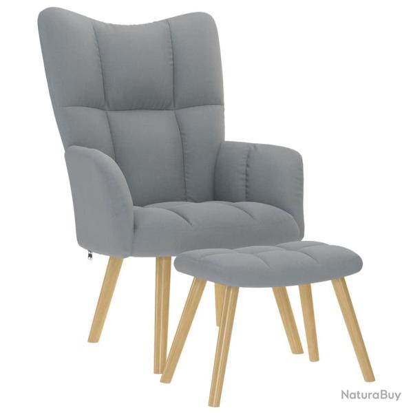 Chaise de relaxation avec repose-pied Gris clair Tissu