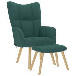 Chaise de relaxation avec repose-pied Vert fonc&eacute; Tissu