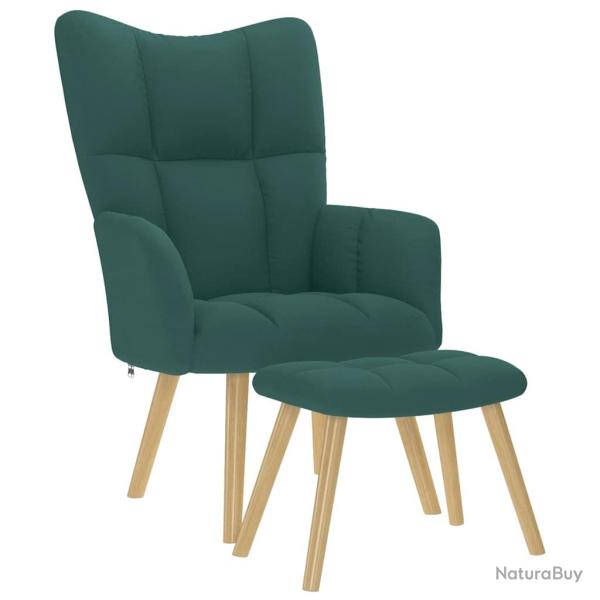Chaise de relaxation avec repose-pied Vert fonc� Tissu