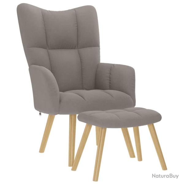 Chaise de relaxation avec repose-pied Taupe Tissu